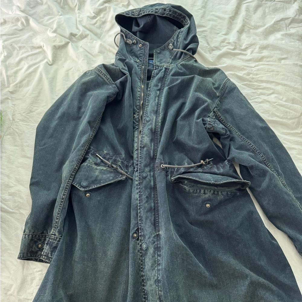 Polo by Ralph Lauren Blue Raincoat with Hood and Drawstrings